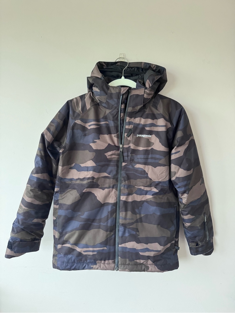 Patagonia Kids Large 12 Camo Insulated Snow Ski Jacket Hooded